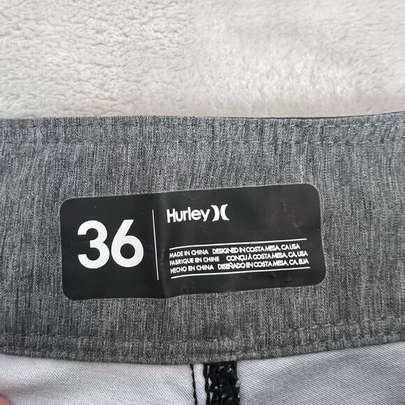 Hurley Board Short Mens 36 Blue Gray Flag Stars Stripes Patriotic Swim Hybrid - Picture 6 of 9